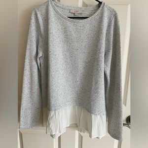 Loft. Long sleeve top with rayon peplum